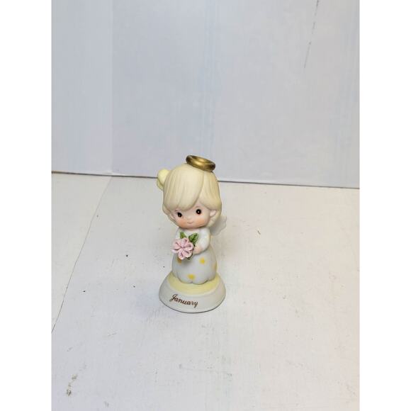Vintage Lefton Angel January Figurine Birthday Girl Holding Flower 03225 - Picture 1 of 5